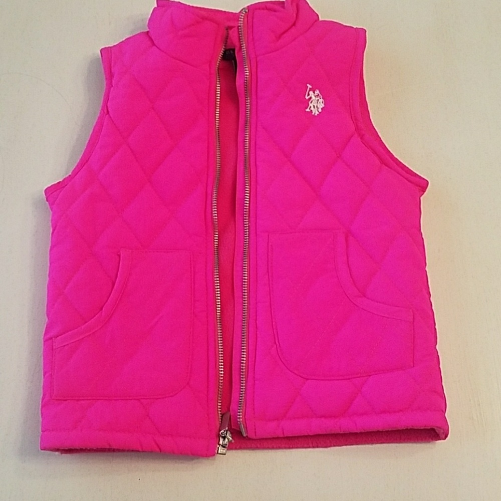 Girls us polo assn pink puffer vest